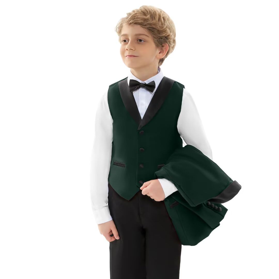 Shawl Lapel Boys Tuxedo Suit with Black Pants, Slim Fit Boys Suit for Toddler, Formal Dress Tuxedo Suits for Boy