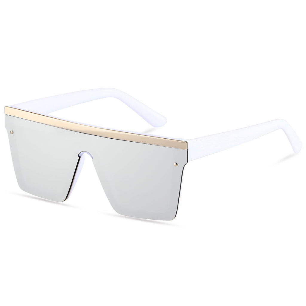 LYZOIT Square Oversized Sunglasses for Women Men Big Flat Top Fashion Shield Large UV Protection Rimless Shades