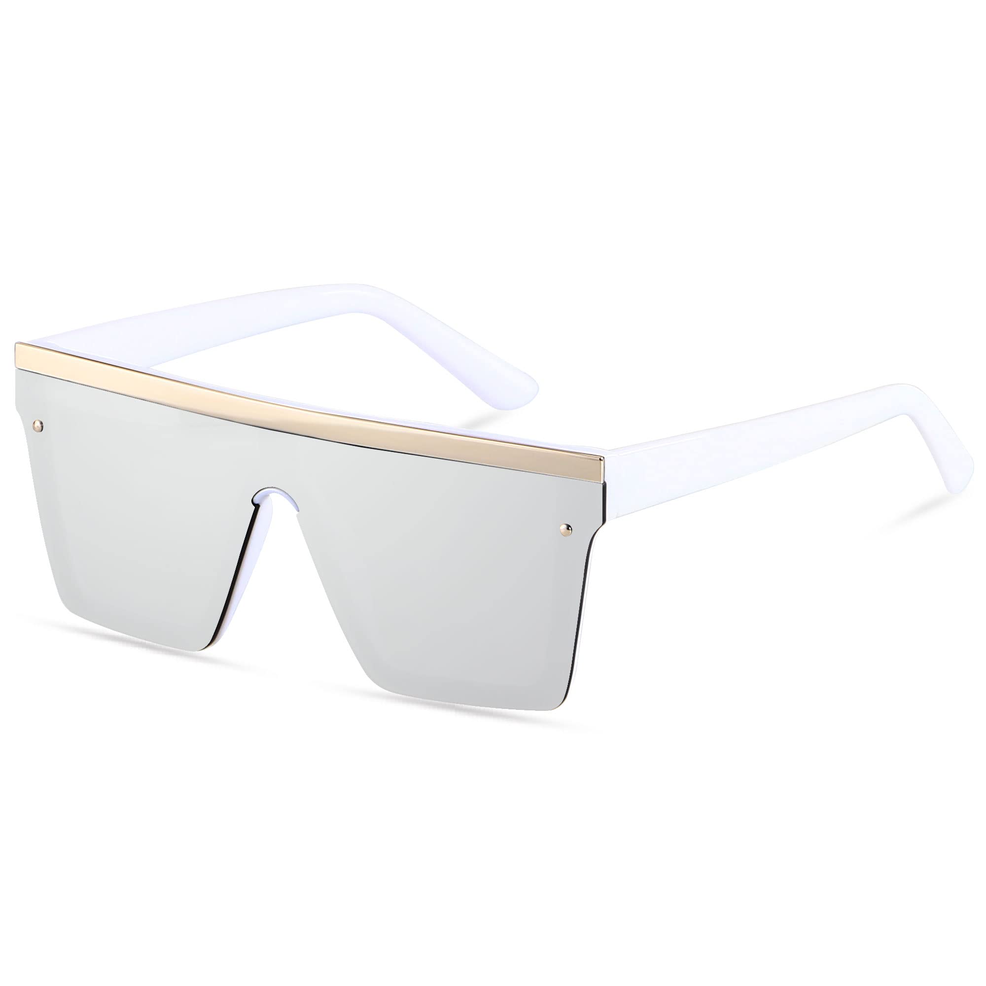 LYZOIT Square Oversized Sunglasses for Women Men Big Flat Top Fashion Shield Large UV Protection Rimless Shades