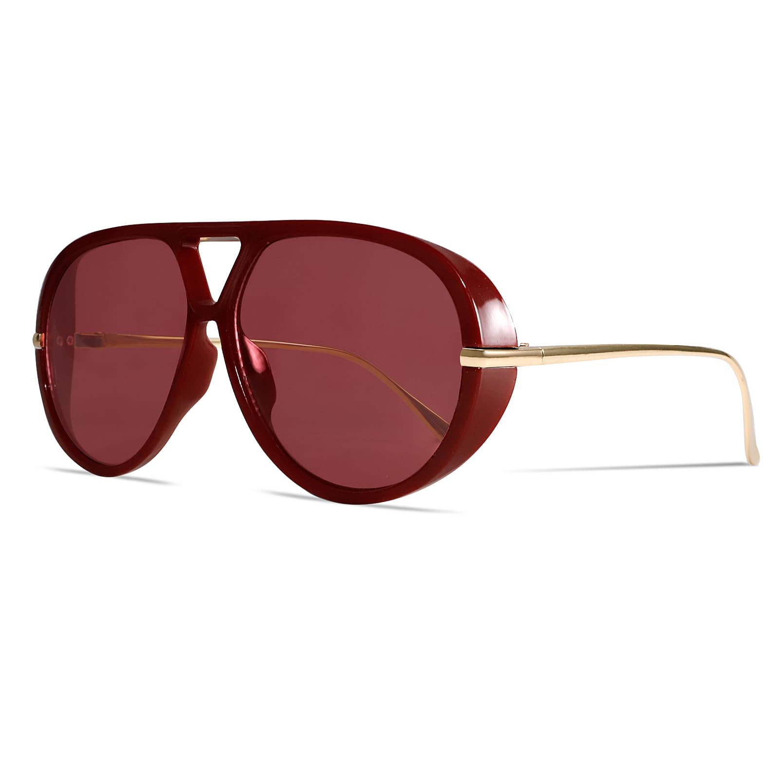 GUVIVI Retro Gold Aviator Sunglasses for Women Men, 2026 Metal Oversized 70s Aviators Black Vacation Beach Sun Glasses