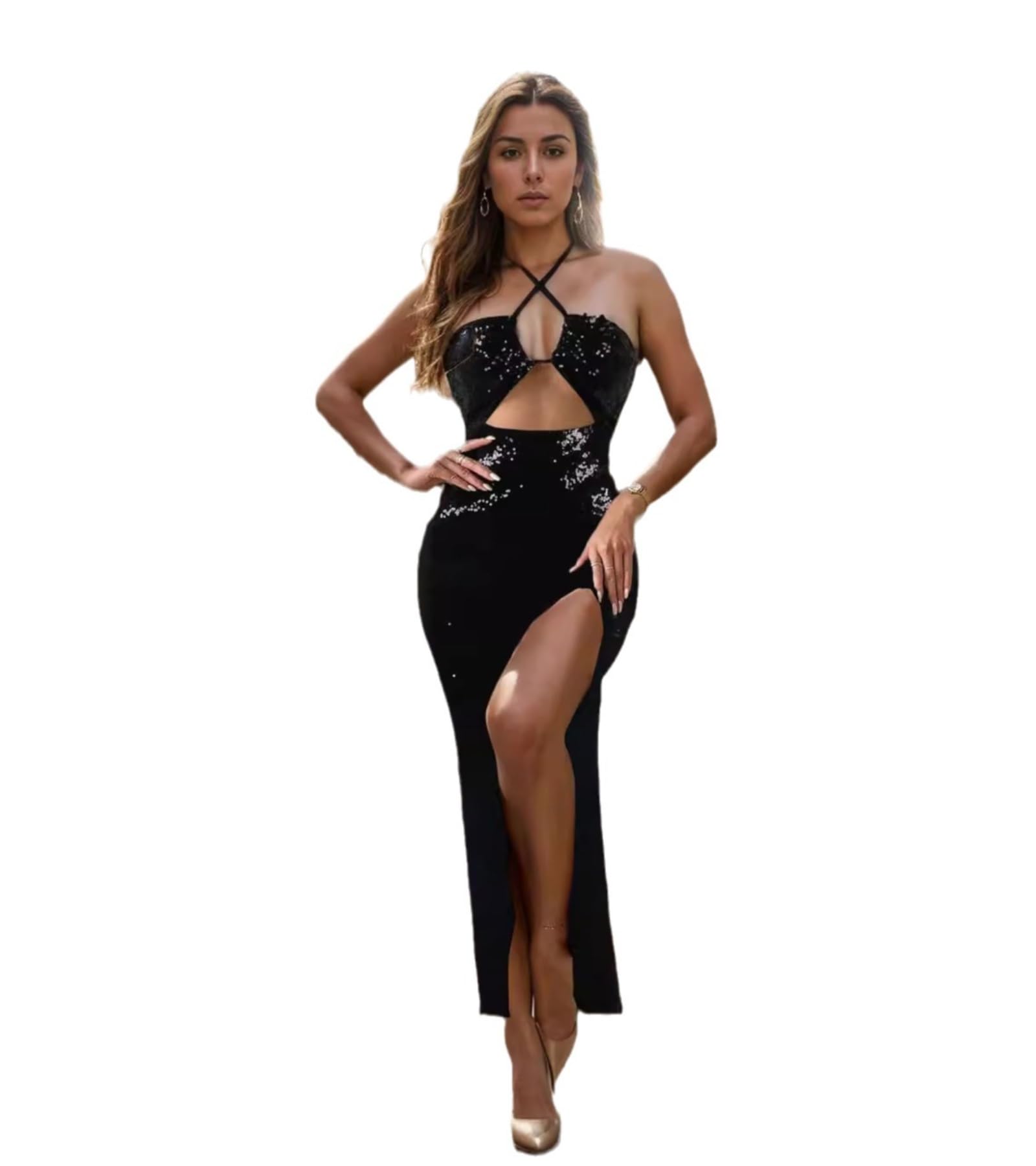 PORRCEY Women's Sexy Elegant Sparkly Sequins Evening Dress Party Club Night Outfits
