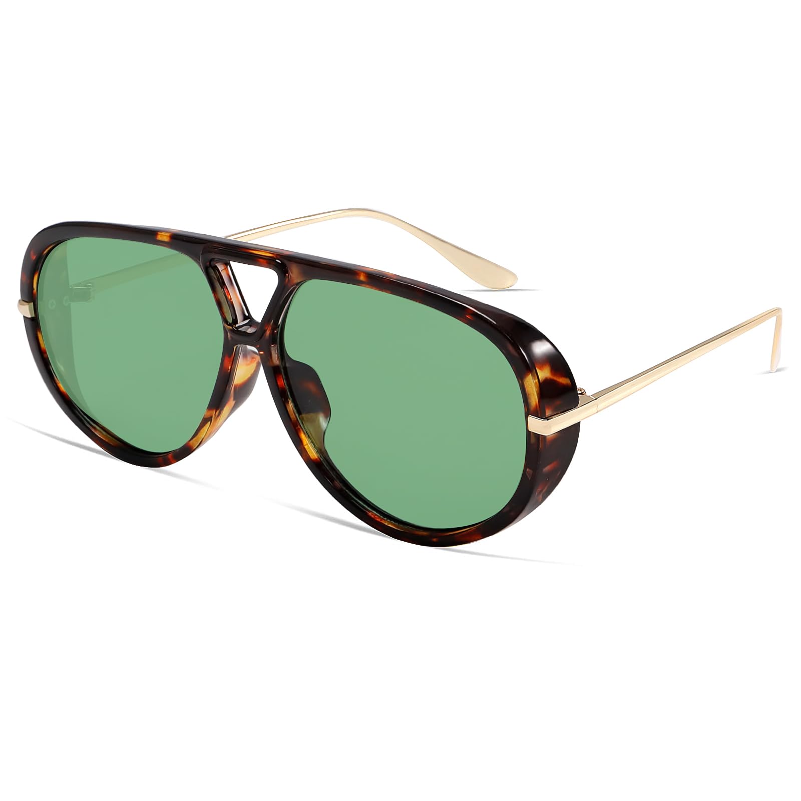 GUVIVI Retro Gold Aviator Sunglasses for Women Men, 2026 Metal Oversized 70s Aviators Black Vacation Beach Sun Glasses