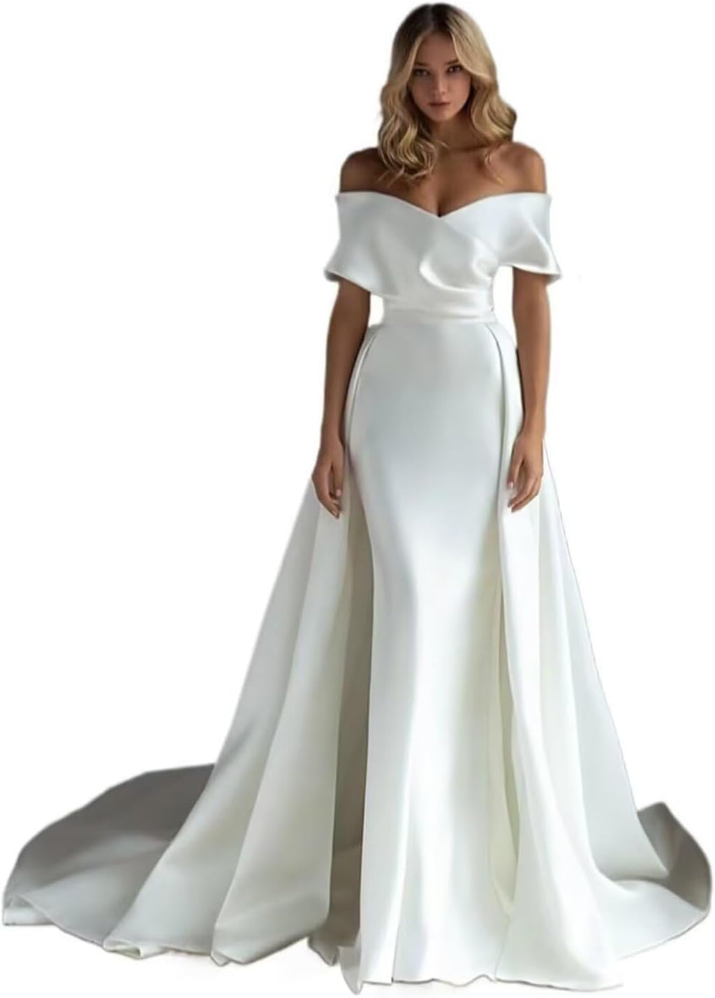 Boho Wedding Dress for Bride Mermaid Lace Applique Beach Bridal Gowns BOFD5
