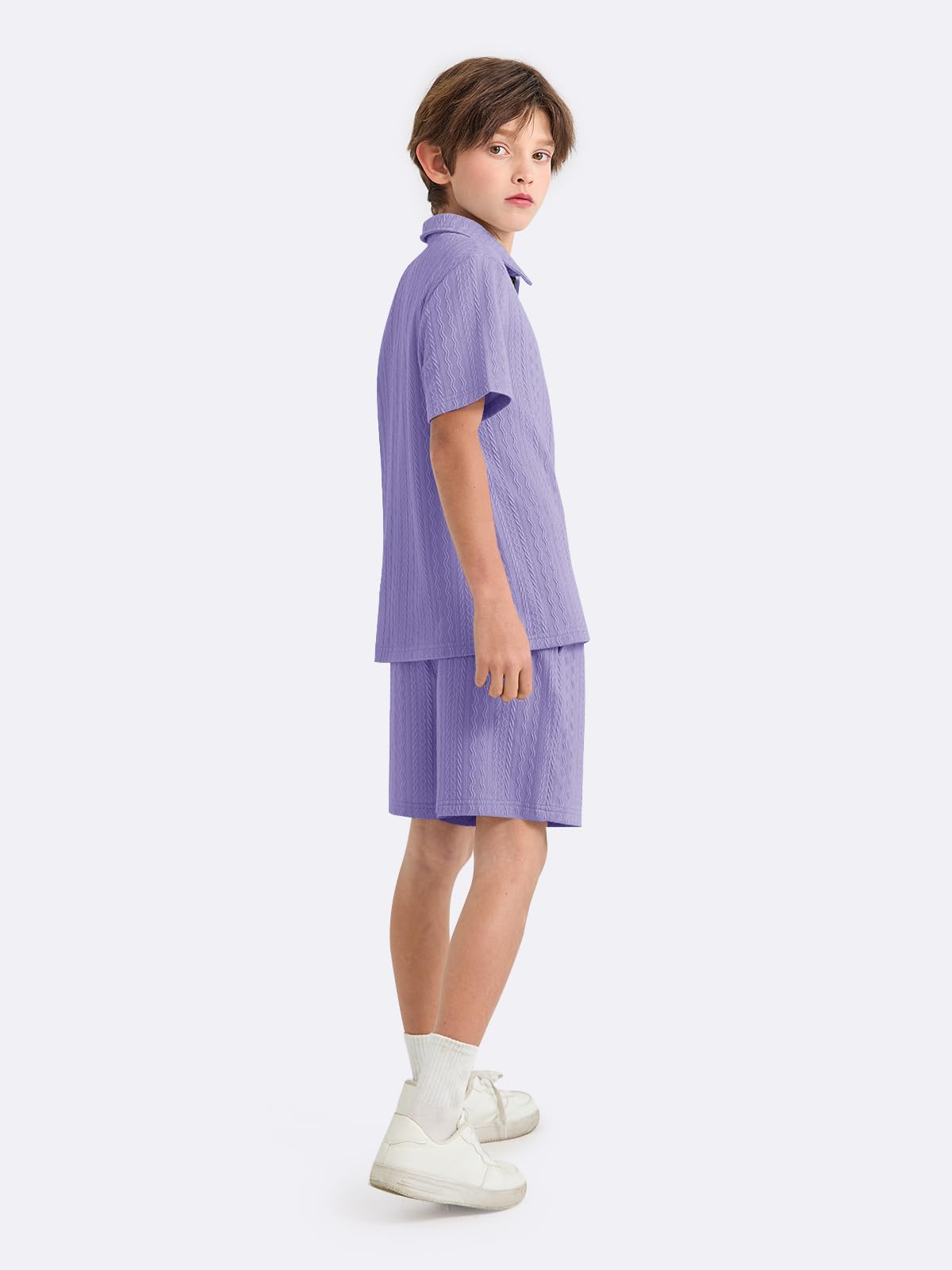 Haloumoning Boys 2 Piece Summer Outfits Kids Quarter Zip Polo Shirt and Shorts Set Athletic Tracksuit 5-14 Years