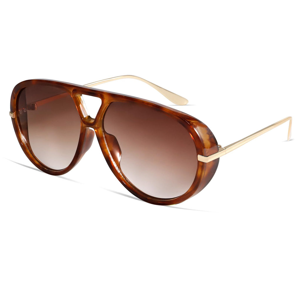 GUVIVI Retro Gold Aviator Sunglasses for Women Men, 2026 Metal Oversized 70s Aviators Black Vacation Beach Sun Glasses