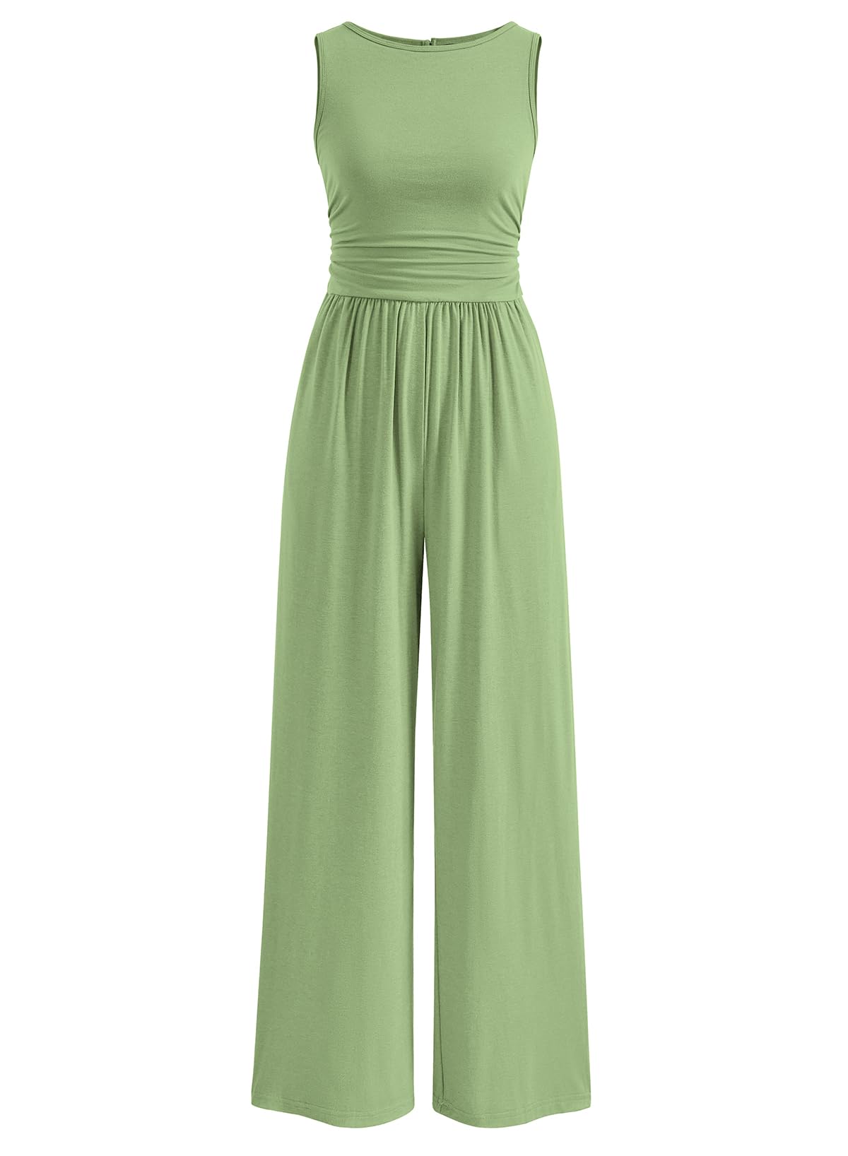 PRETTYGARDEN One Piece Jumpsuits for Women Dressy Casual Sleeveless Crewneck Wide Leg Rompers Jumpers Vacation Summer Outfits
