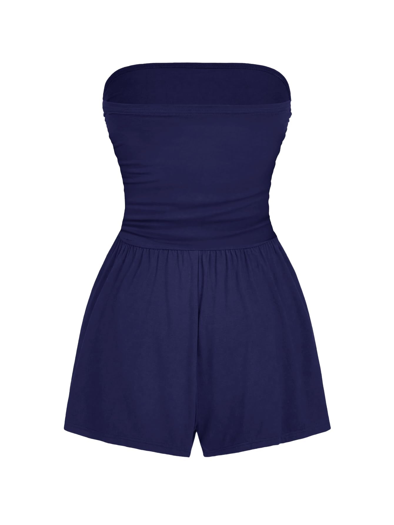 AUXDIO Women Summer Casual Strapless Romper Sleeveless Off Shoulder Short Jumpsuits 2026 Beach Vacation Clothes