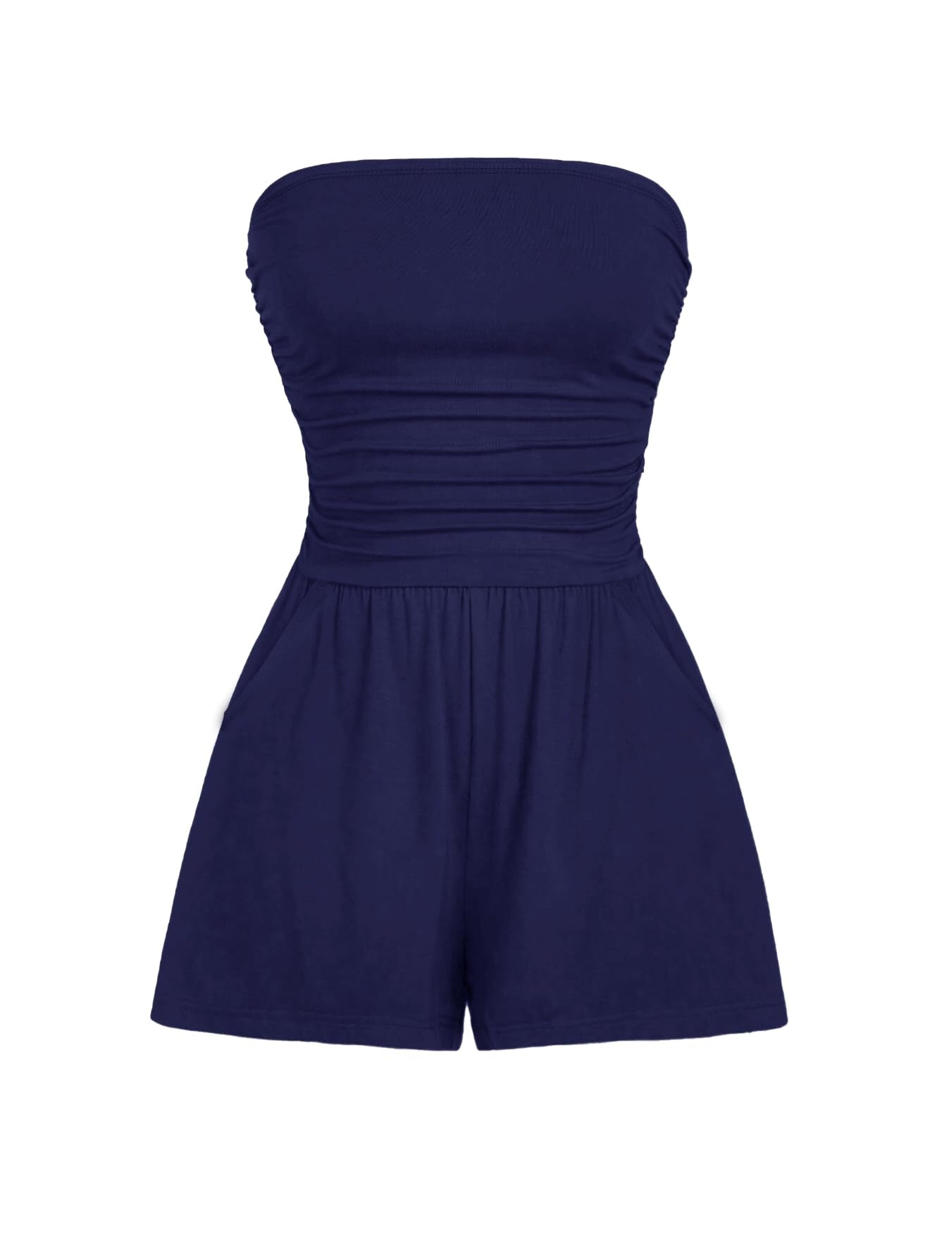 AUXDIO Women Summer Casual Strapless Romper Sleeveless Off Shoulder Short Jumpsuits 2026 Beach Vacation Clothes