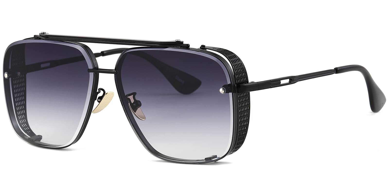 Gtand Fashion Oversized Square Aviator Gradient Sunglasses For Men Vintage Metal Side Shield Steampunk Sun Glasses 64mm