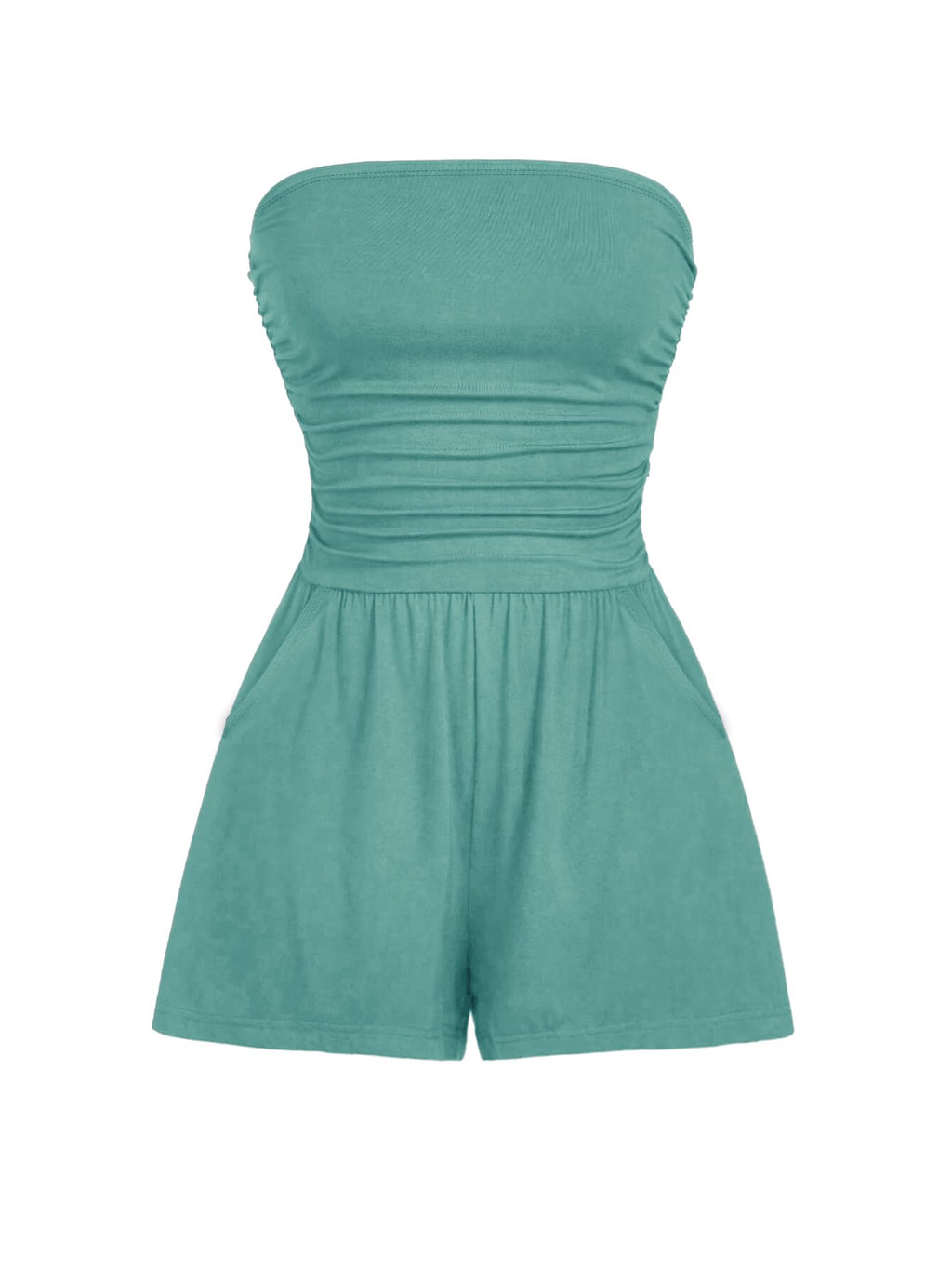 AUXDIO Women Summer Casual Strapless Romper Sleeveless Off Shoulder Short Jumpsuits 2026 Beach Vacation Clothes