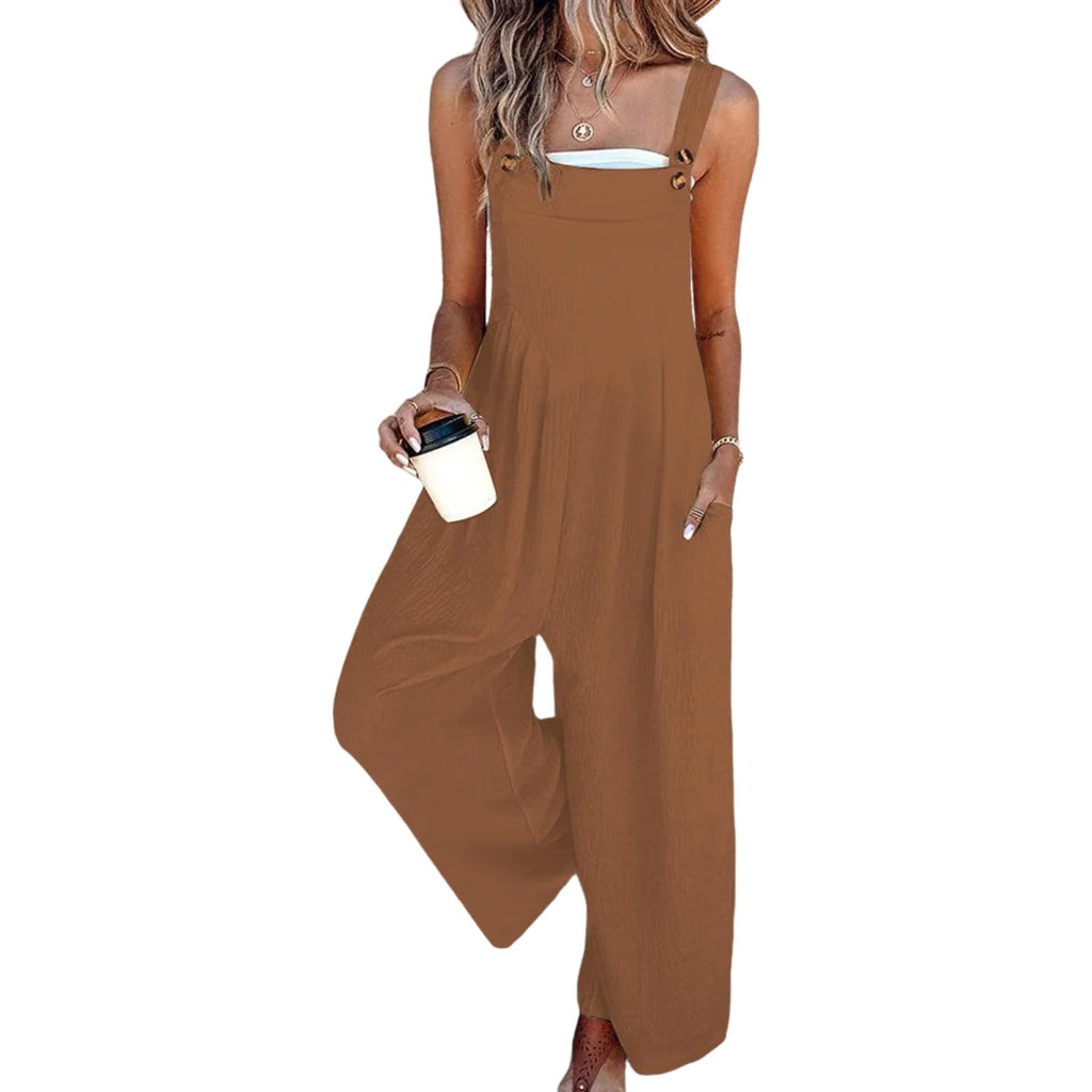 Women's Jumpsuits 2026 Summer Floral Overalls One Piece Outfits Sleeveless Wide Leg Pants Rompers with Pockets