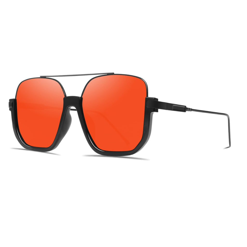 GUVIVI Retro Oversized Aviator Sunglasses for Women Men Square Double Bridge Pilot Sun Glasses 70s Trendy Shades
