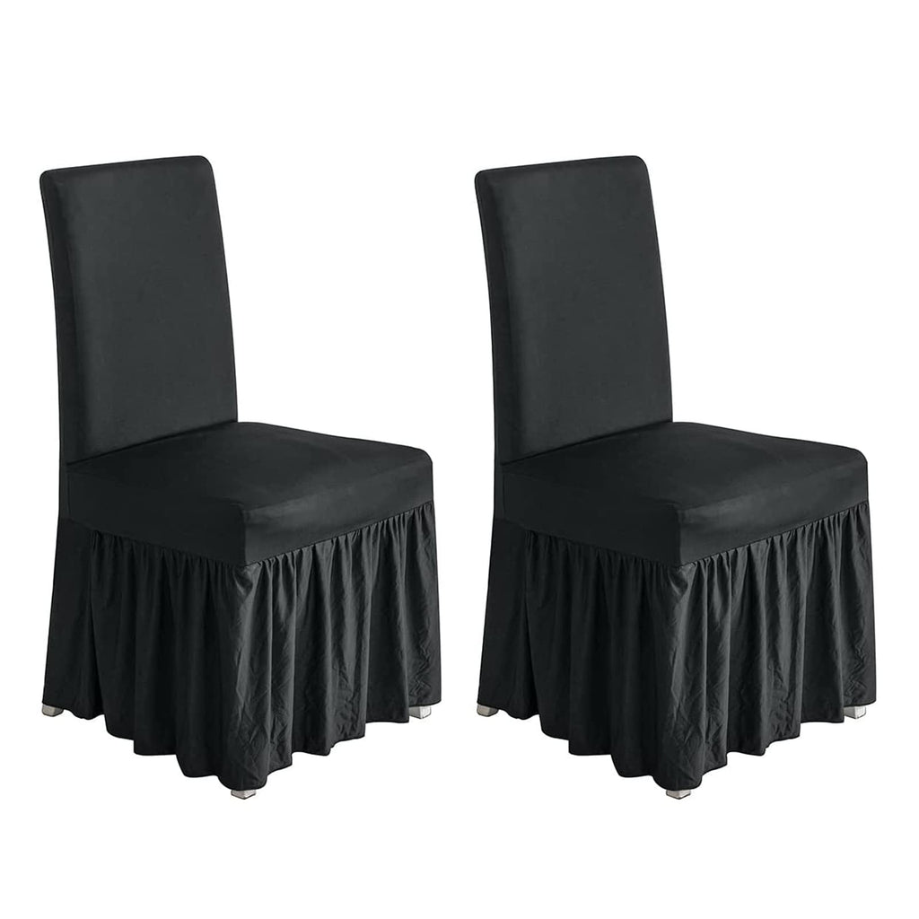 molasofa Chair Covers for Dining Room Set of 6 Stretch Chair Slipcovers with Skirt for Kitchen Seat Protectors Wedding Banquet Decor Kids Pets Spandex Fabric Washable (6pcs, Brown)