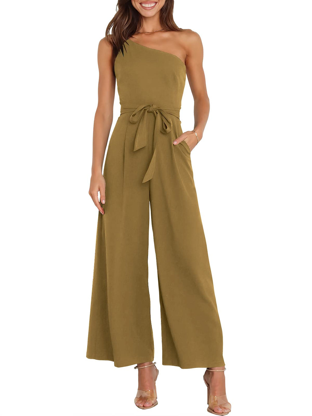 ANRABESS Women Summer Dressy Jumpsuits One Shoulder Sleeveless Casual Wide Leg Pants Romper Jumper 2026 Trendy Fall Outfits