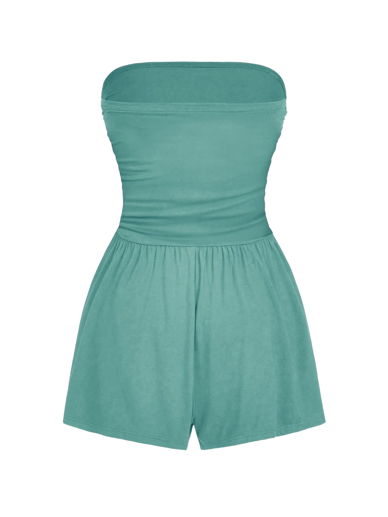 AUXDIO Women Summer Casual Strapless Romper Sleeveless Off Shoulder Short Jumpsuits 2026 Beach Vacation Clothes