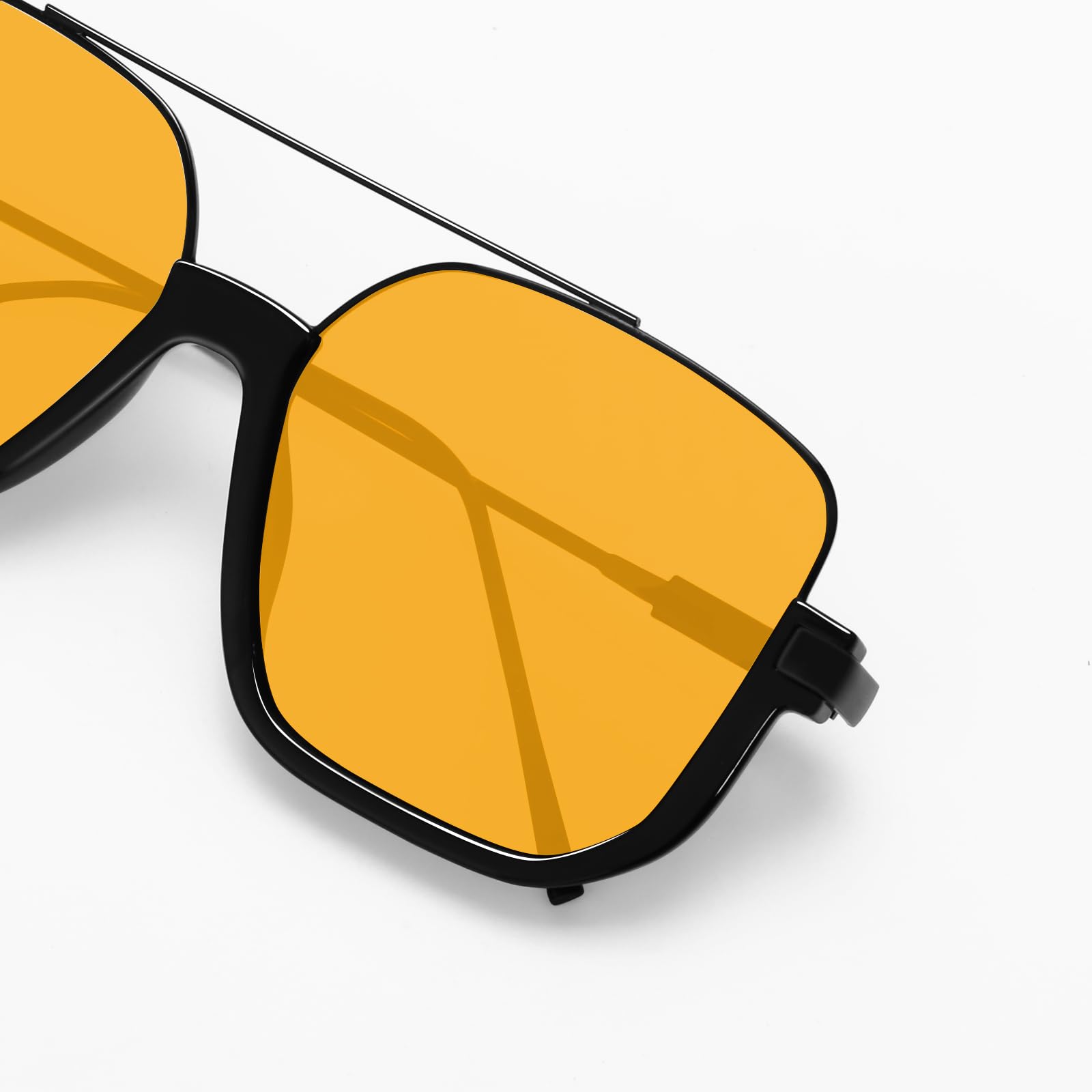 GUVIVI Retro Oversized Aviator Sunglasses for Women Men Square Double Bridge Pilot Sun Glasses 70s Trendy Shades