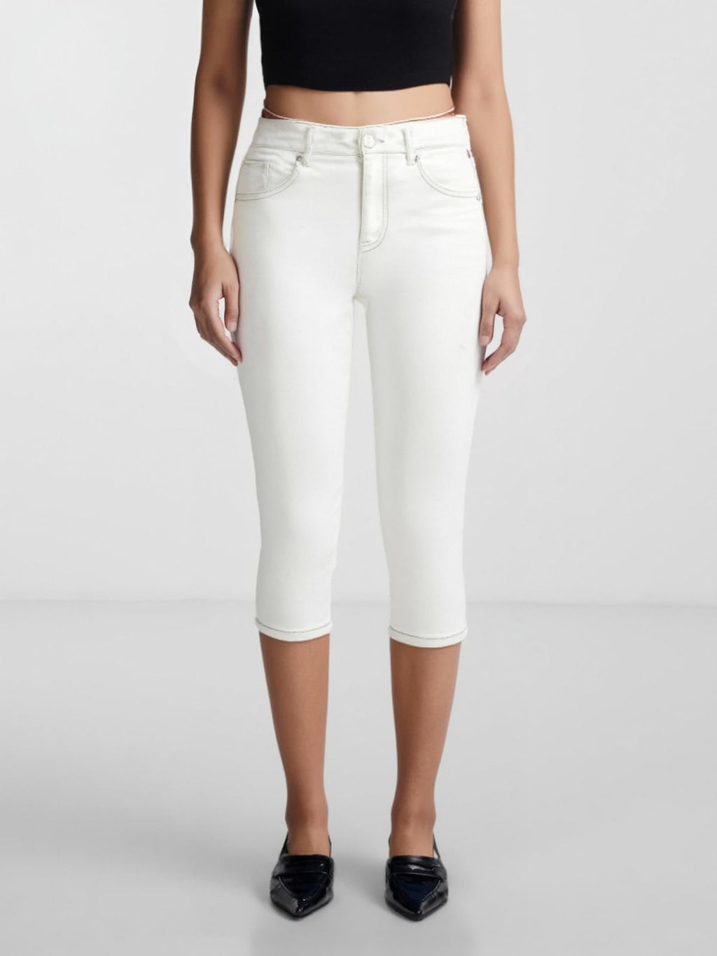 Flamingals High Waist Capris Jeans for Women Casual Summer Butt Lifting Skinny Denim Capri