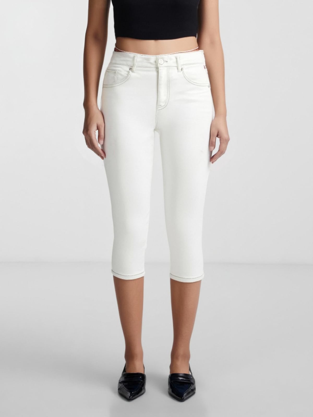 Flamingals High Waist Capris Jeans for Women Casual Summer Butt Lifting Skinny Denim Capri