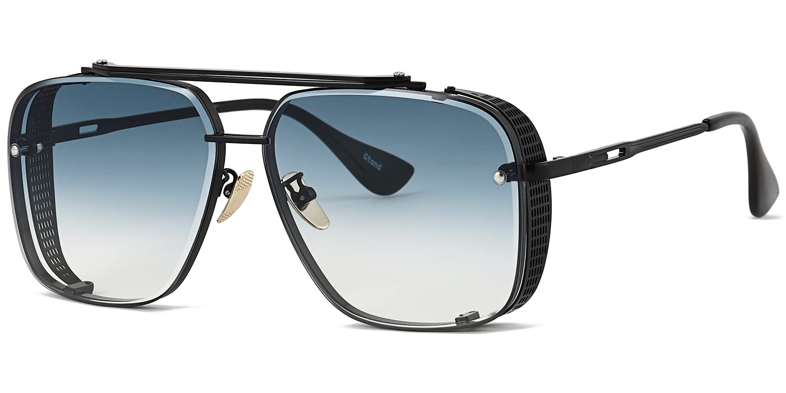 Gtand Fashion Oversized Square Aviator Gradient Sunglasses For Men Vintage Metal Side Shield Steampunk Sun Glasses 64mm