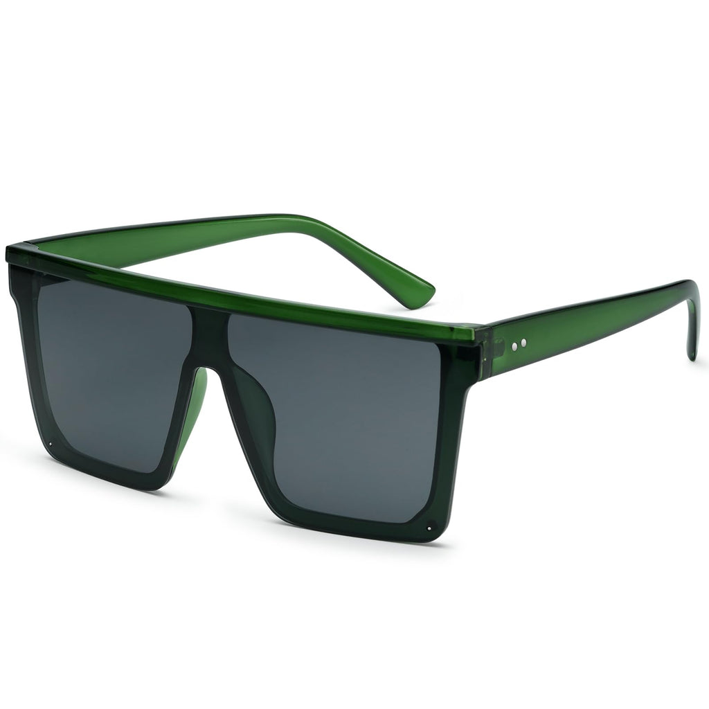 Dollger Square Oversized Sunglasses for Women Men Fashion Flat Top Big Black Frame Shades