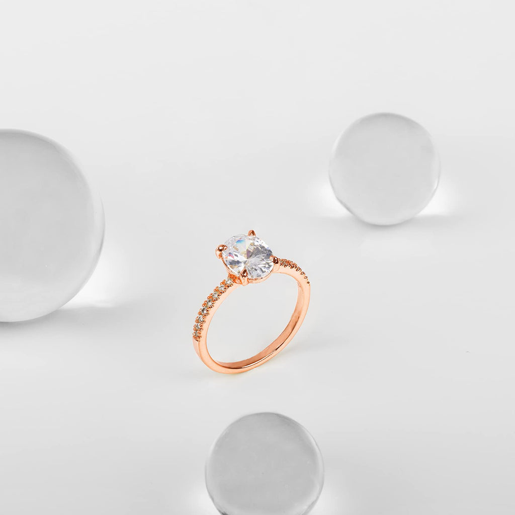 PAVOI 14K Gold Plated Engagement Rings for Women | Promise Wedding Band | 1.50CT - 3CT Cushion Cut Round Oval Cubic Zirconia Engagement Ring