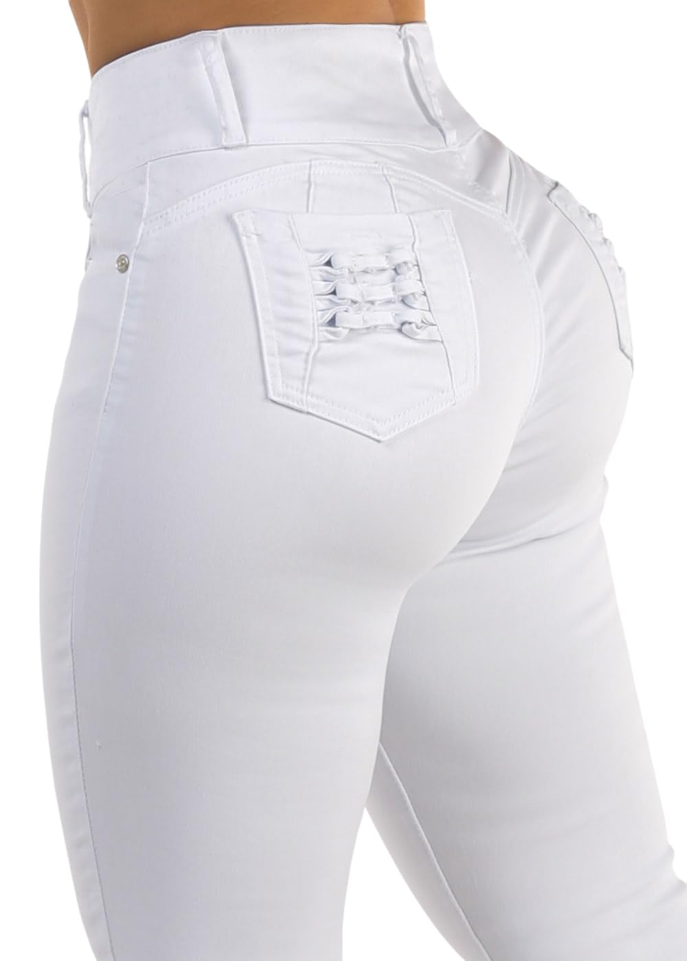 Moda Xpress Womens Juniors High Rise Butt Lifting Stretch Skinny Jeans Sculpting Slim Fit Denim Everyday Wear
