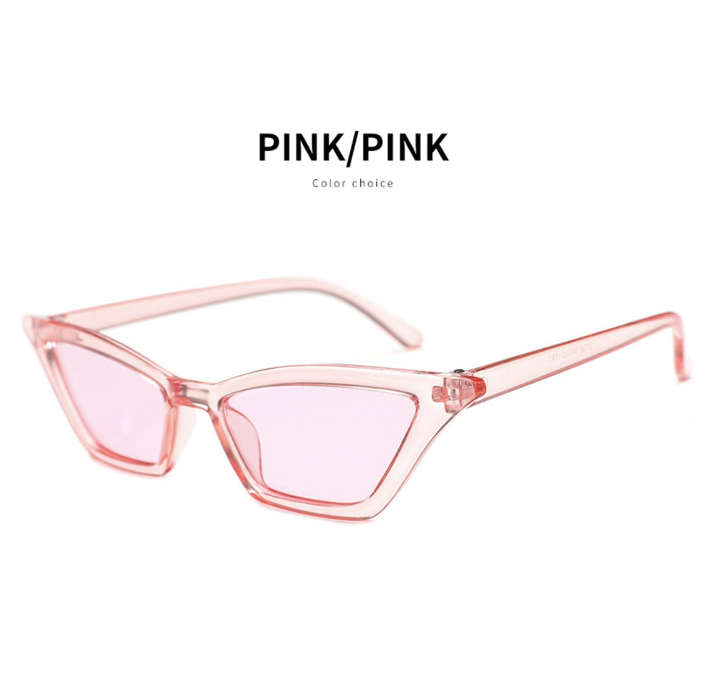 W&Y YING Small Cat Eye Sunglasses for Men and Women Skinny Retro Frame Y2K Shades Trendy Fun Fashion Glasses