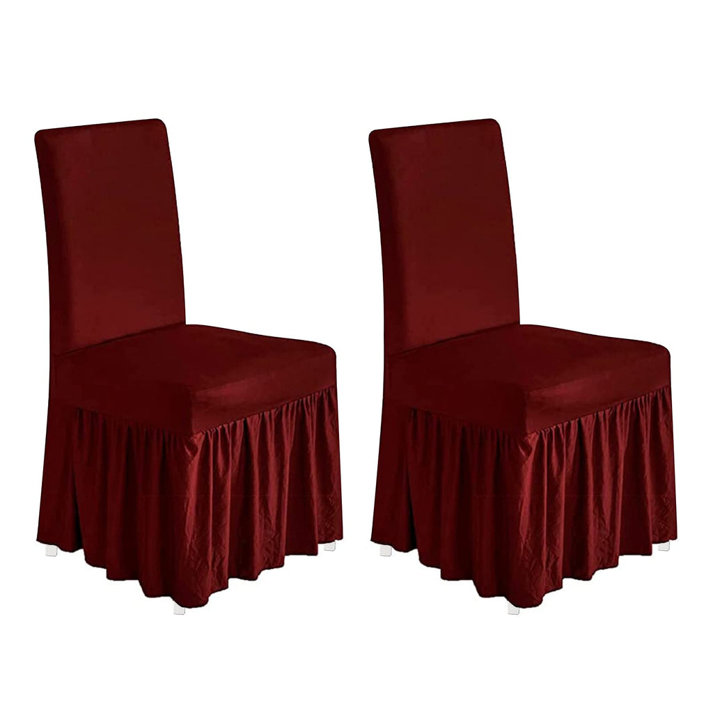 molasofa Chair Covers for Dining Room Set of 6 Stretch Chair Slipcovers with Skirt for Kitchen Seat Protectors Wedding Banquet Decor Kids Pets Spandex Fabric Washable (6pcs, Brown)