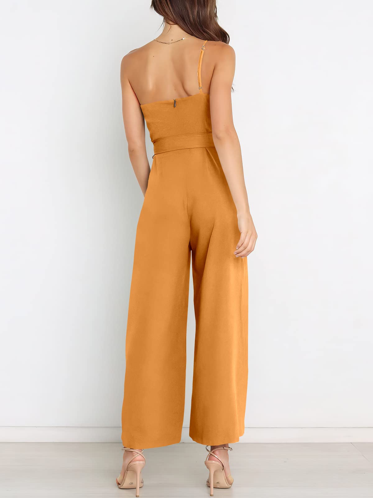 ANRABESS Women Summer Dressy Jumpsuits One Shoulder Sleeveless Casual Wide Leg Pants Romper Jumper 2026 Trendy Fall Outfits