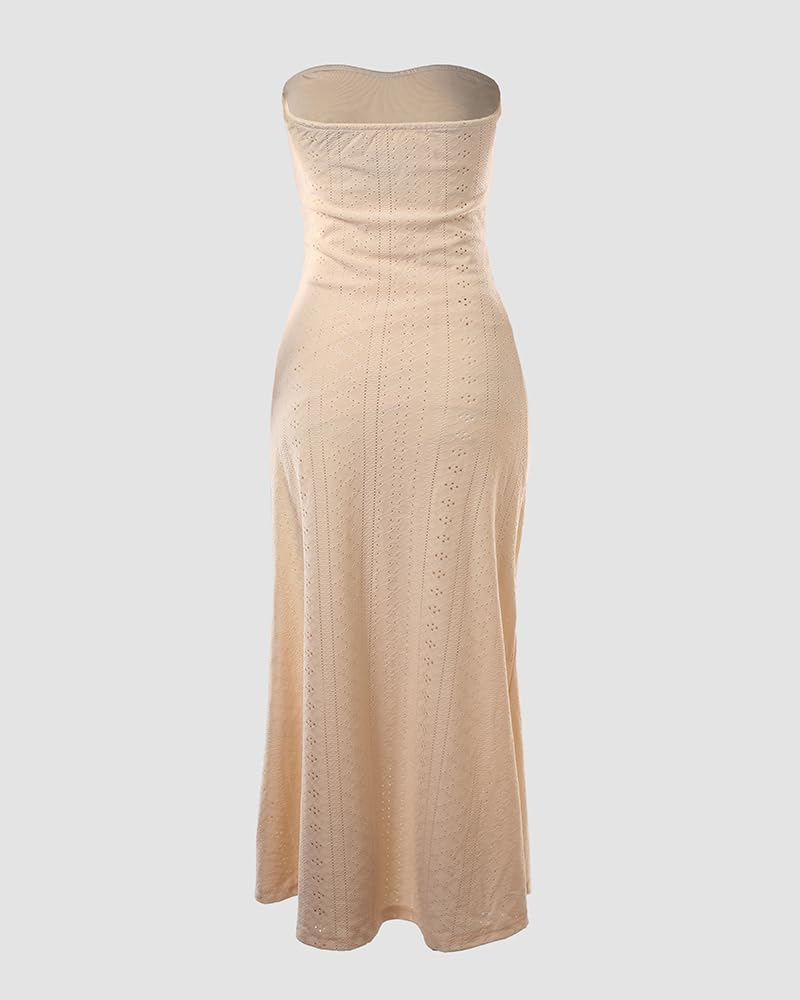 CHICME Women's Strapless Maxi Bodycon Dresses Wrap Asymmetrical Beach Maxi Long Dress Beach Sunset Dress