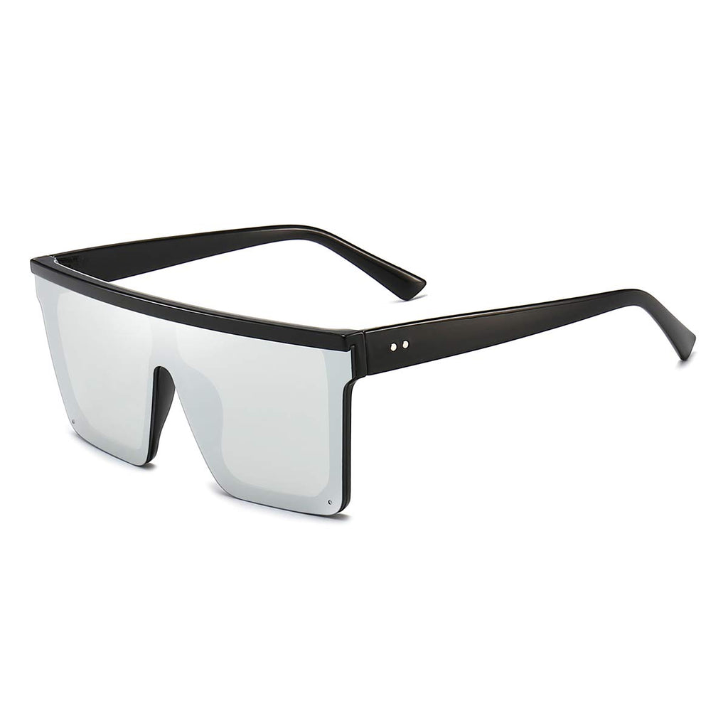 Dollger Square Oversized Sunglasses for Women Men Fashion Flat Top Big Black Frame Shades
