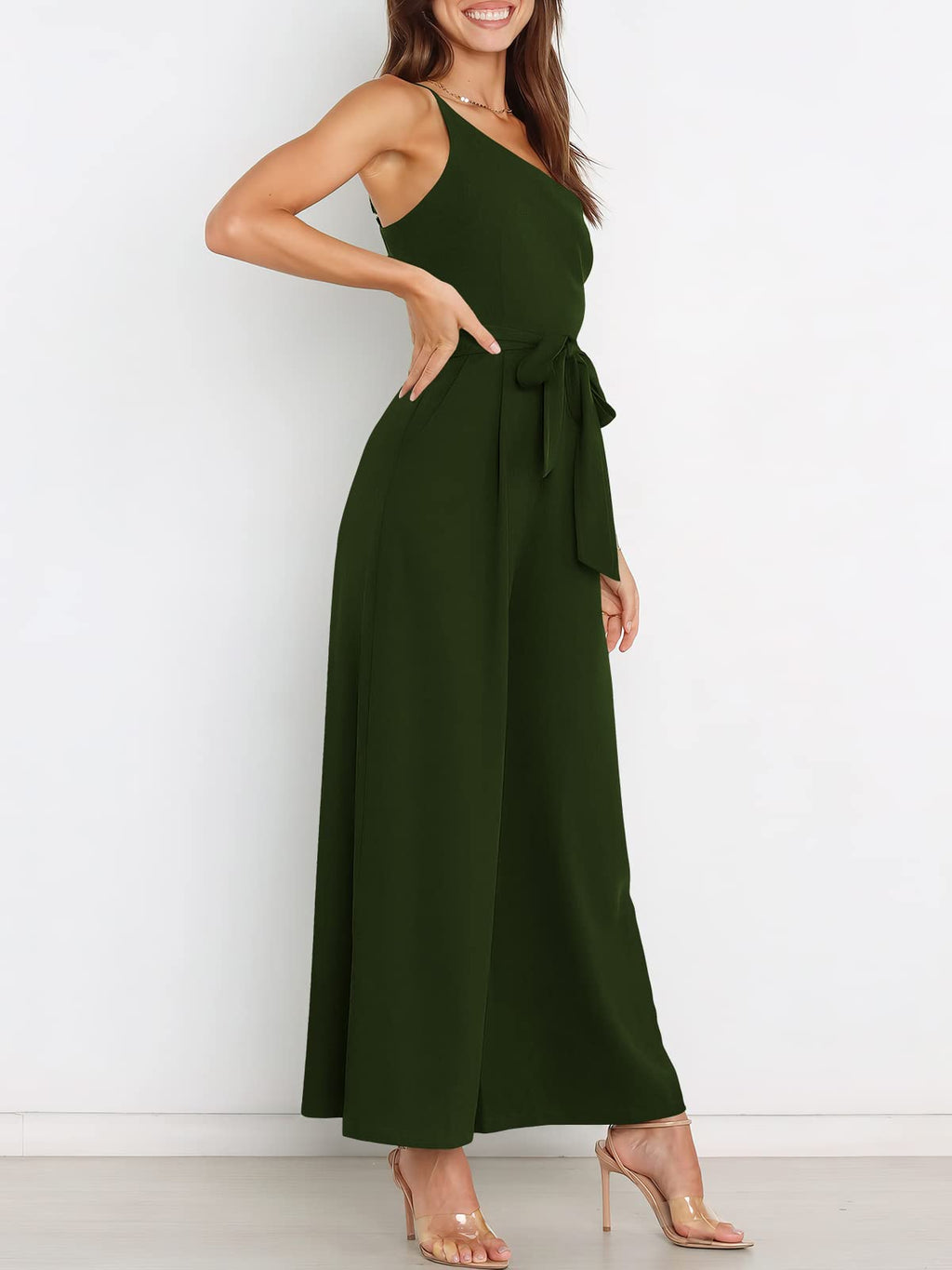 ANRABESS Women Summer Dressy Jumpsuits One Shoulder Sleeveless Casual Wide Leg Pants Romper Jumper 2026 Trendy Fall Outfits