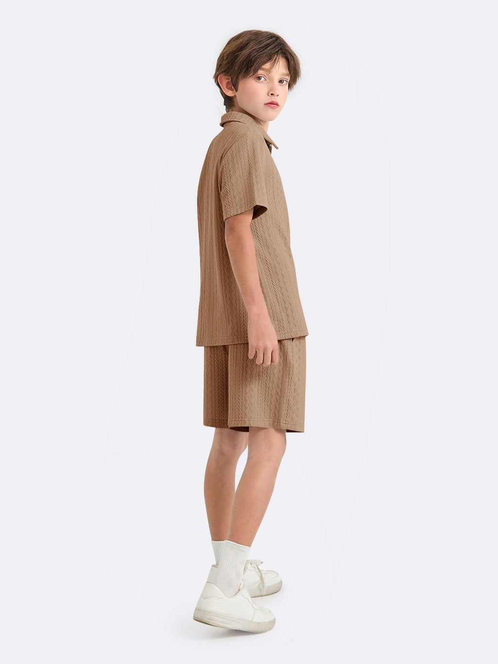 Haloumoning Boys 2 Piece Summer Outfits Kids Quarter Zip Polo Shirt and Shorts Set Athletic Tracksuit 5-14 Years