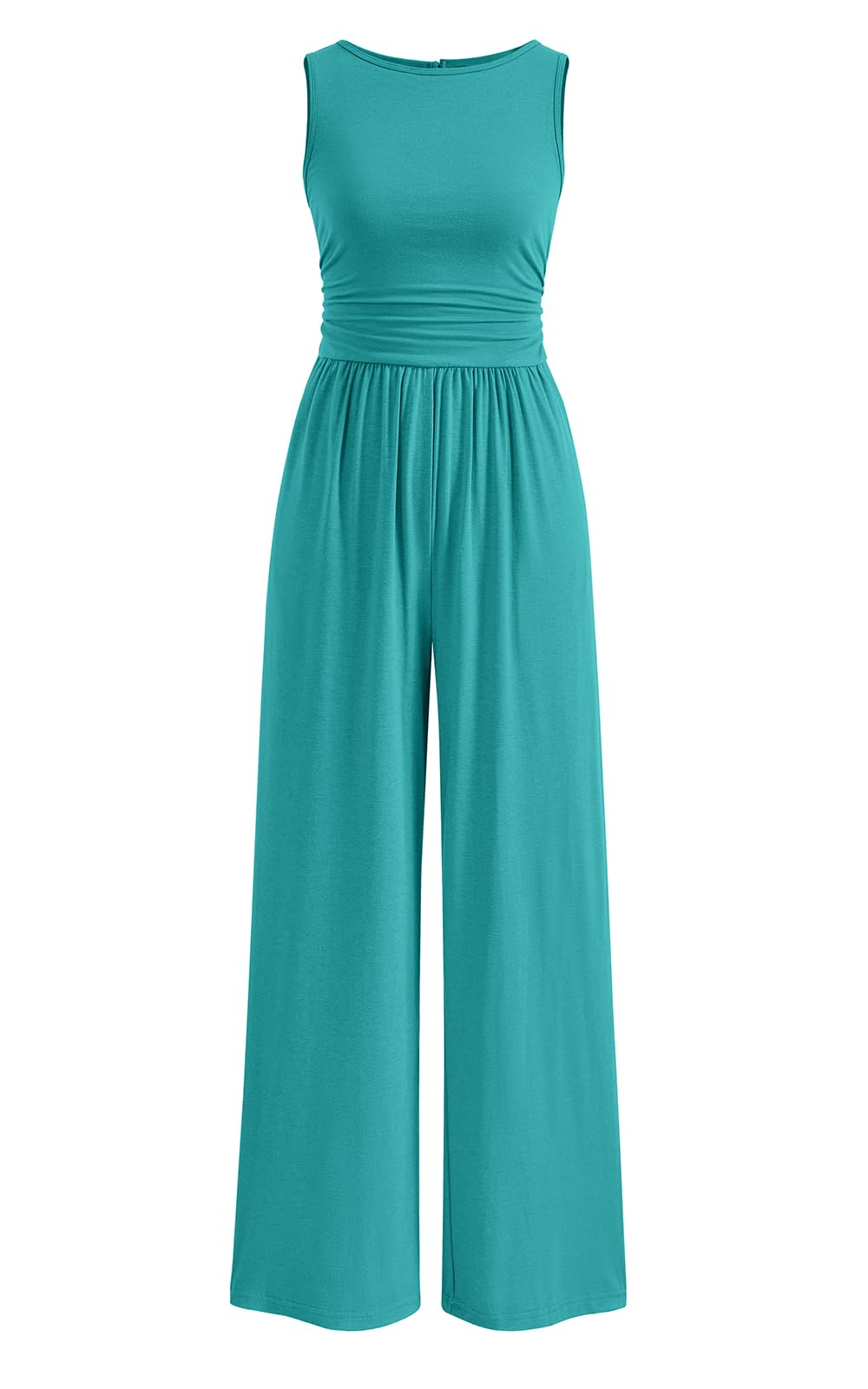 PRETTYGARDEN One Piece Jumpsuits for Women Dressy Casual Sleeveless Crewneck Wide Leg Rompers Jumpers Vacation Summer Outfits