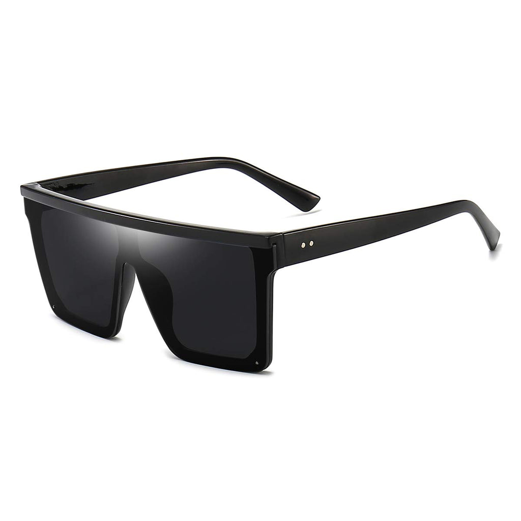Dollger Square Oversized Sunglasses for Women Men Fashion Flat Top Big Black Frame Shades