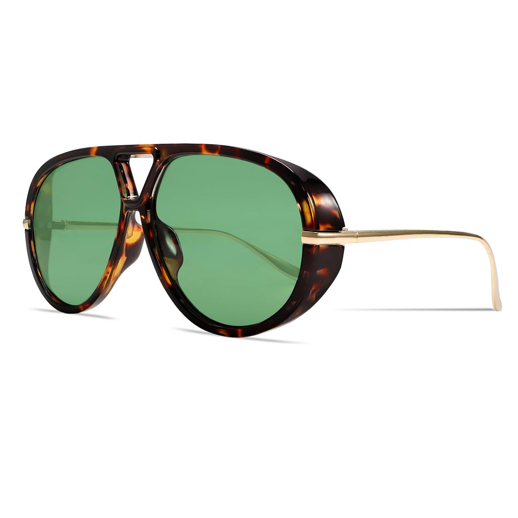 GUVIVI Retro Gold Aviator Sunglasses for Women Men, 2026 Metal Oversized 70s Aviators Black Vacation Beach Sun Glasses