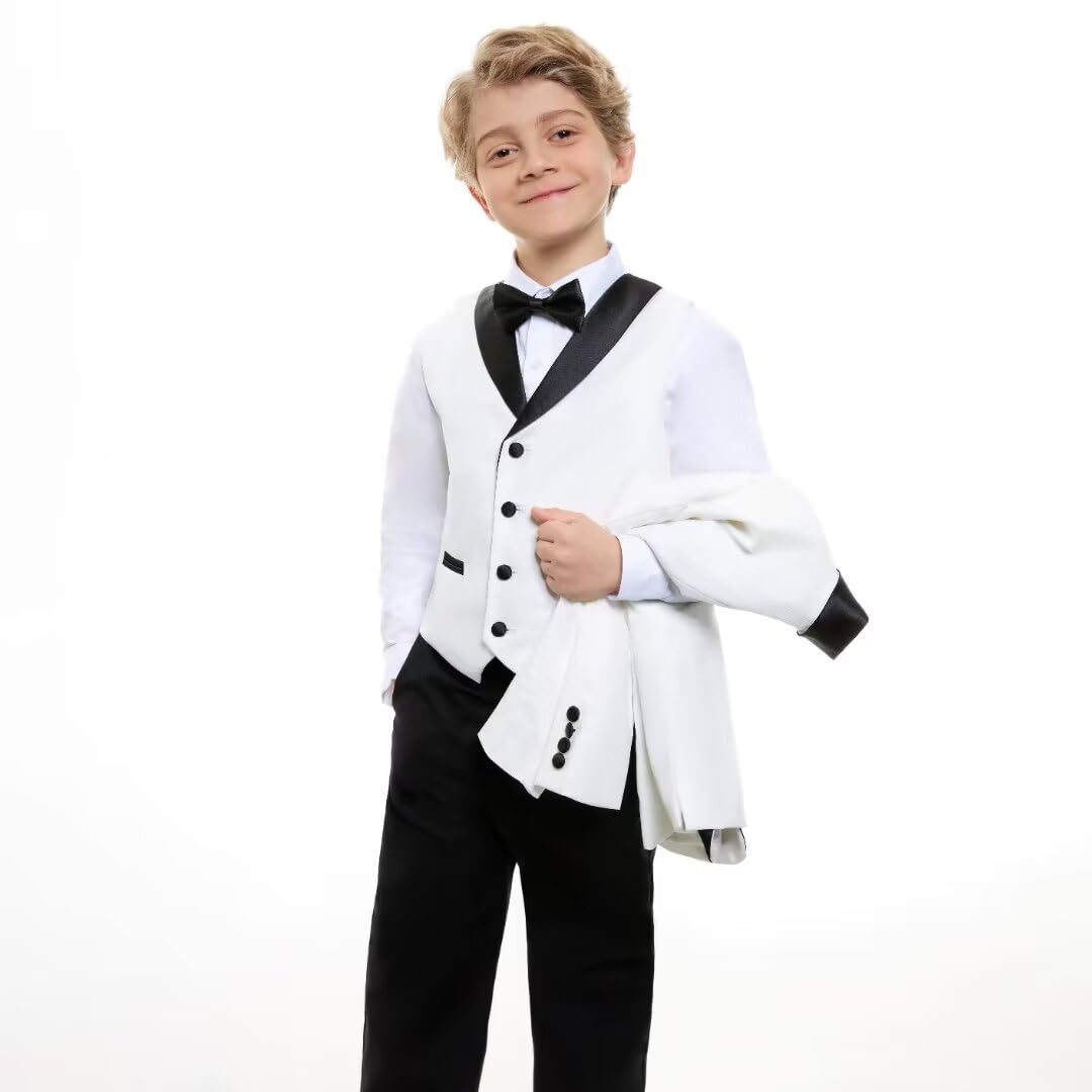 Shawl Lapel Boys Tuxedo Suit with Black Pants, Slim Fit Boys Suit for Toddler, Formal Dress Tuxedo Suits for Boy