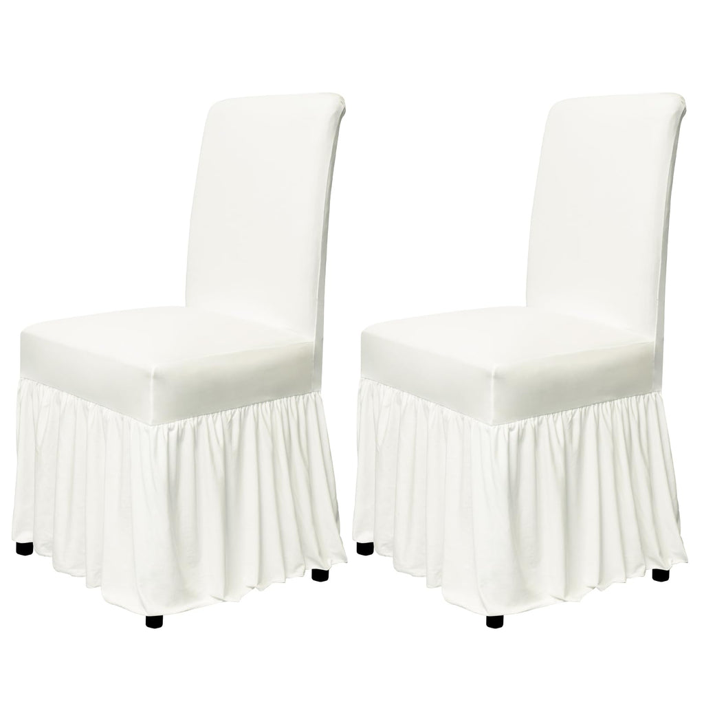 molasofa Chair Covers for Dining Room Set of 6 Stretch Chair Slipcovers with Skirt for Kitchen Seat Protectors Wedding Banquet Decor Kids Pets Spandex Fabric Washable (6pcs, Brown)