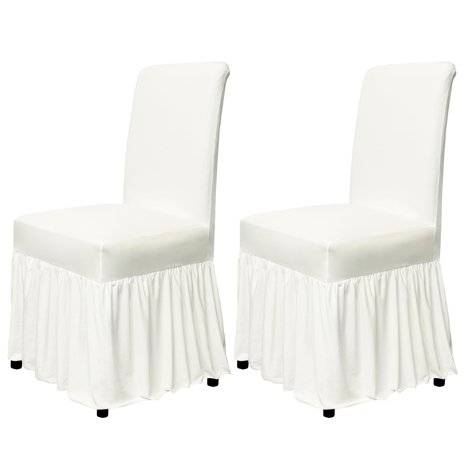 molasofa Chair Covers for Dining Room Set of 6 Stretch Chair Slipcovers with Skirt for Kitchen Seat Protectors Wedding Banquet Decor Kids Pets Spandex Fabric Washable (6pcs, Brown)