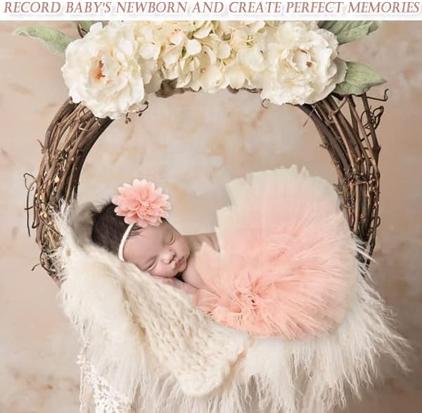 4 PCS Newborn Photography Props Outfits-BabyTutu Skirt Cute Bow Headdress and Lace Rompers Flower Headband Sets for Infants Girl Boy
