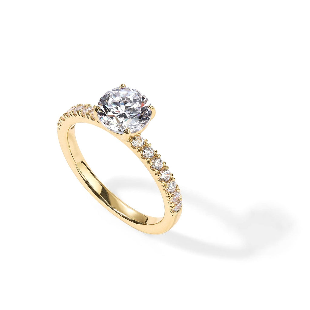 PAVOI 14K Gold Plated Engagement Rings for Women | Promise Wedding Band | 1.50CT - 3CT Cushion Cut Round Oval Cubic Zirconia Engagement Ring