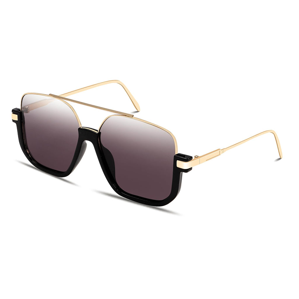 GUVIVI Retro Oversized Aviator Sunglasses for Women Men Square Double Bridge Pilot Sun Glasses 70s Trendy Shades