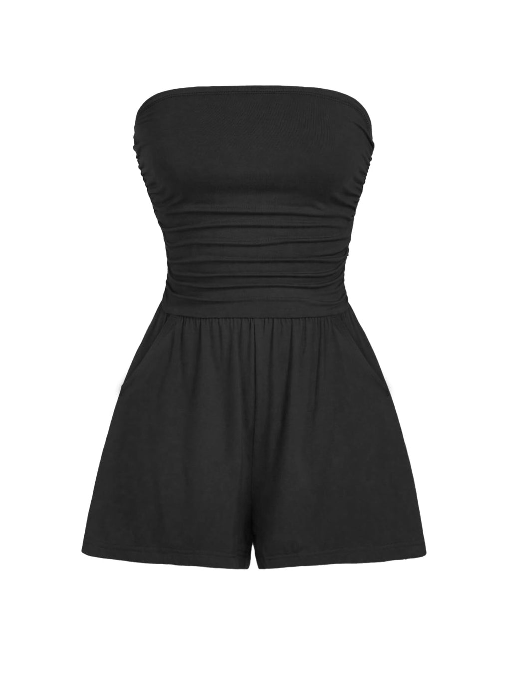 AUXDIO Women Summer Casual Strapless Romper Sleeveless Off Shoulder Short Jumpsuits 2026 Beach Vacation Clothes