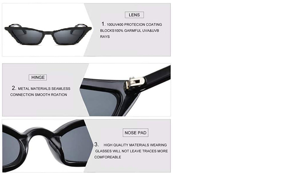 W&Y YING Small Cat Eye Sunglasses for Men and Women Skinny Retro Frame Y2K Shades Trendy Fun Fashion Glasses