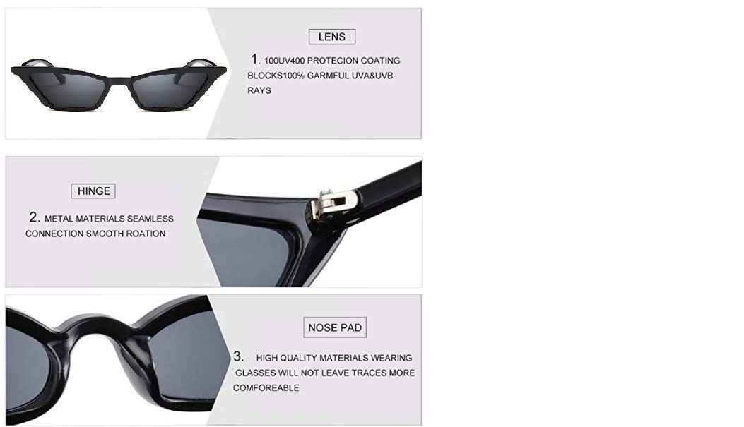 W&Y YING Small Cat Eye Sunglasses for Men and Women Skinny Retro Frame Y2K Shades Trendy Fun Fashion Glasses