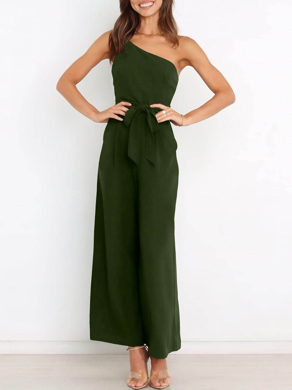 ANRABESS Women Summer Dressy Jumpsuits One Shoulder Sleeveless Casual Wide Leg Pants Romper Jumper 2026 Trendy Fall Outfits