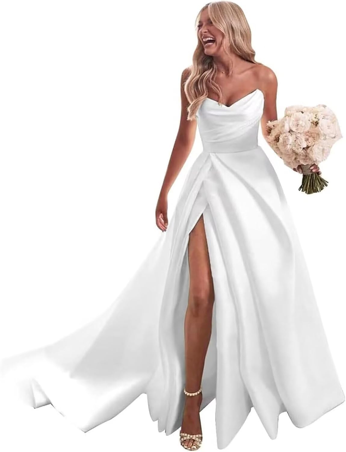 Lace Wedding Dresses for Bride Mermaid V Neck Boho Beach Bridal Gowns with Train BOF30