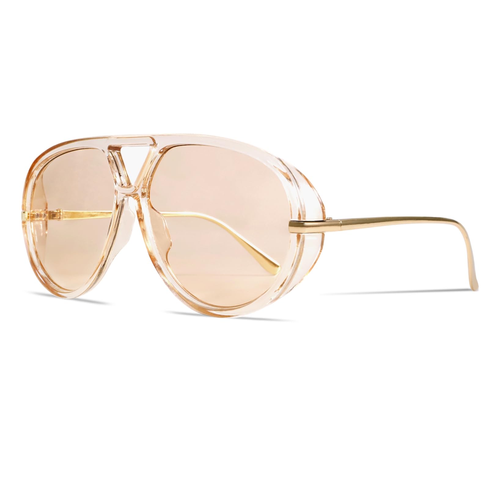 GUVIVI Retro Gold Aviator Sunglasses for Women Men, 2026 Metal Oversized 70s Aviators Black Vacation Beach Sun Glasses