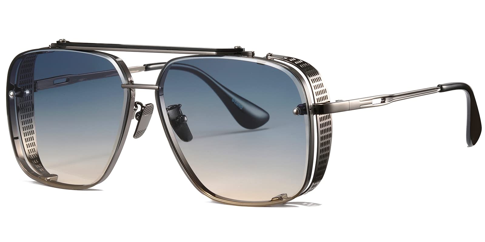 Gtand Fashion Oversized Square Aviator Gradient Sunglasses For Men Vintage Metal Side Shield Steampunk Sun Glasses 64mm