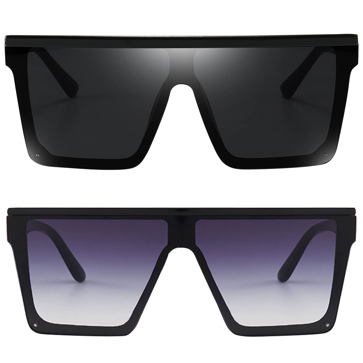 Dollger Square Oversized Sunglasses for Women Men Fashion Flat Top Big Black Frame Shades